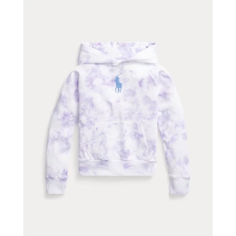 Polo Ralph Lauren Girls Purple Tie Dye Logo Hooded Top Size XL 16